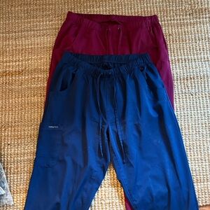 Navy and Burgundy Healing Hands Scrub Pants
